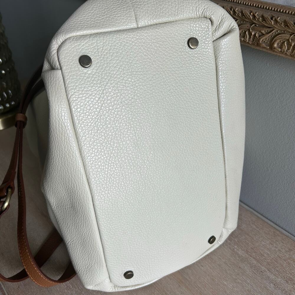 Sundance White Leather Handbag, Ruched Handle, made in Italy - Picture 8 of 11
